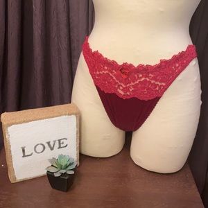 Victoria’s Secret red lace and satin thong